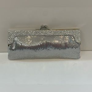Cache silver sequin clutch NWT